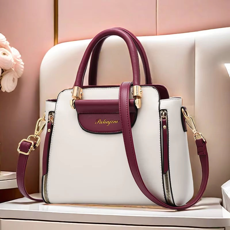 Women'S Bag 2024 New Fashion Women'S Bags Hit Color Hand-Held Bag Europeand the United States All-Match Shoulder Messenger Bag